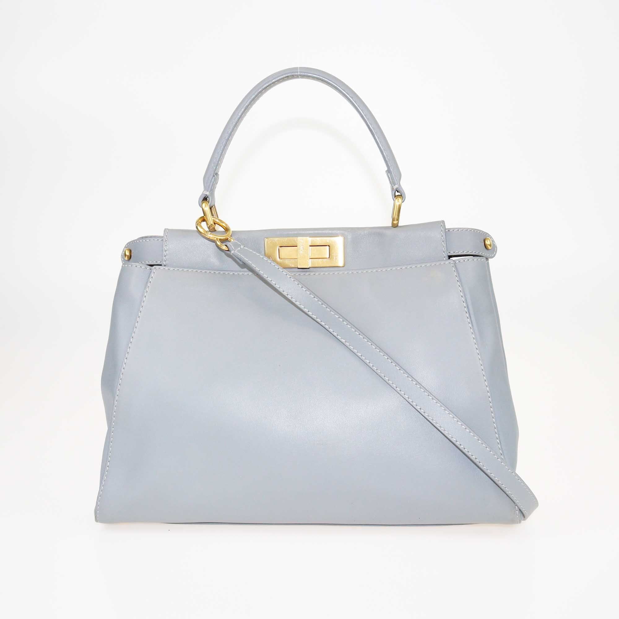 Fendi Grey Regular Peekaboo Top Handle Bag Bags Fendi 