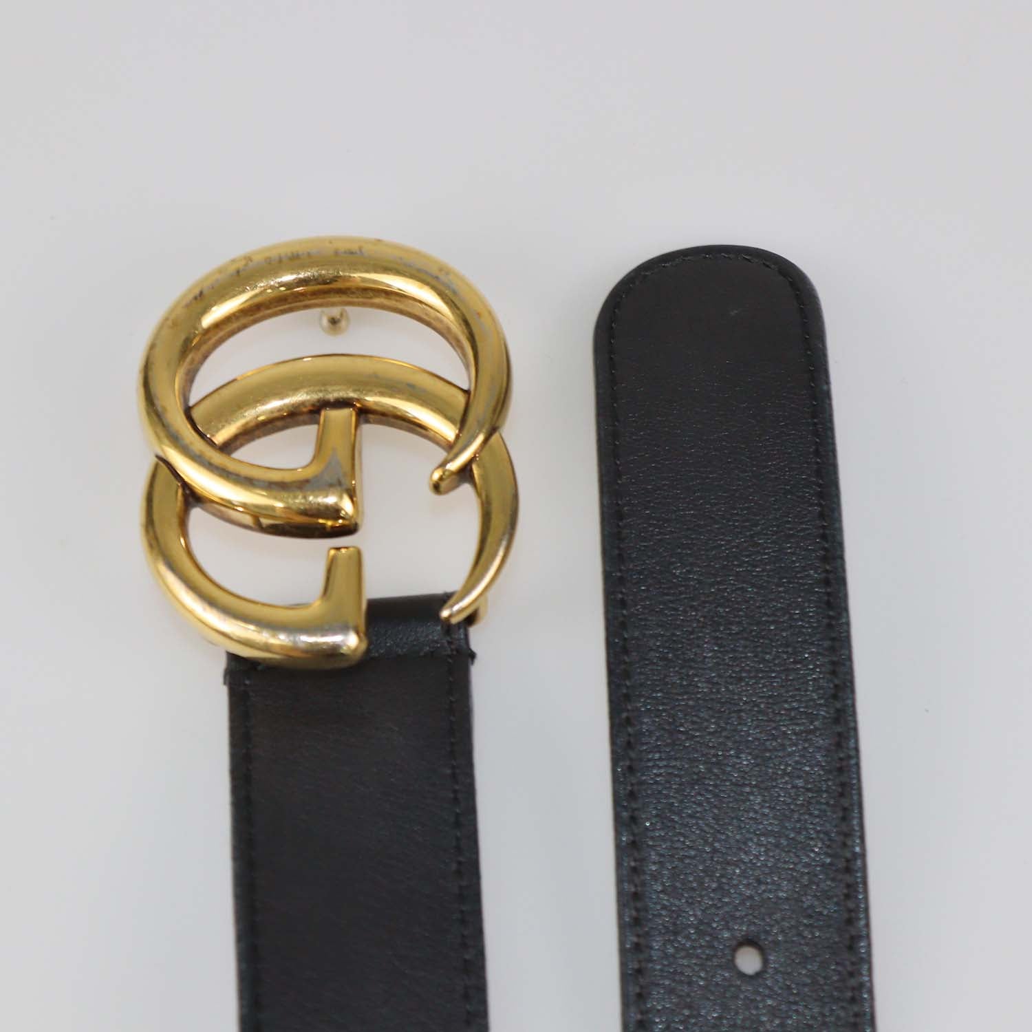 Gucci Black Leather GG Marmont Slim Belt
