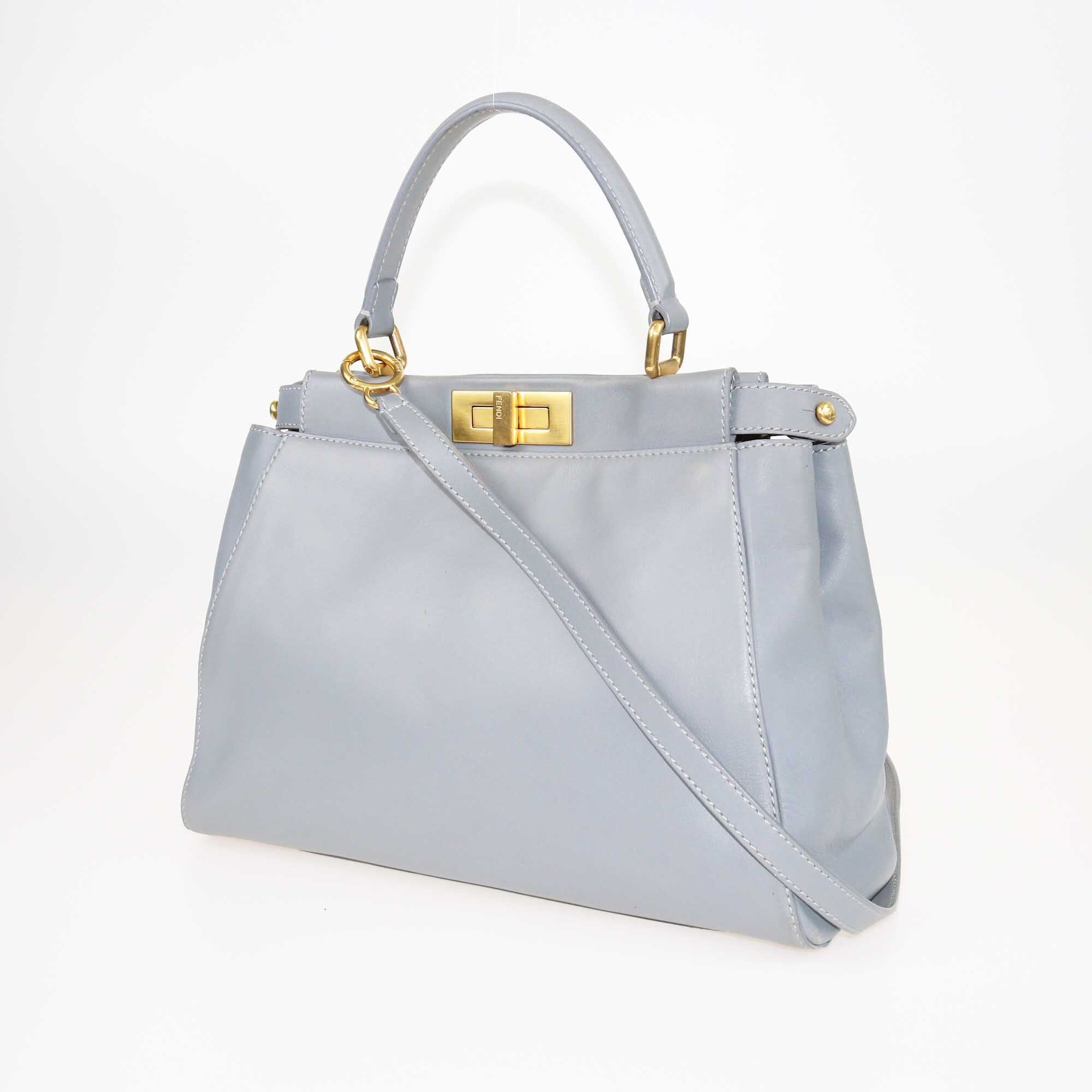 Fendi Grey Regular Peekaboo Top Handle Bag Bags Fendi 