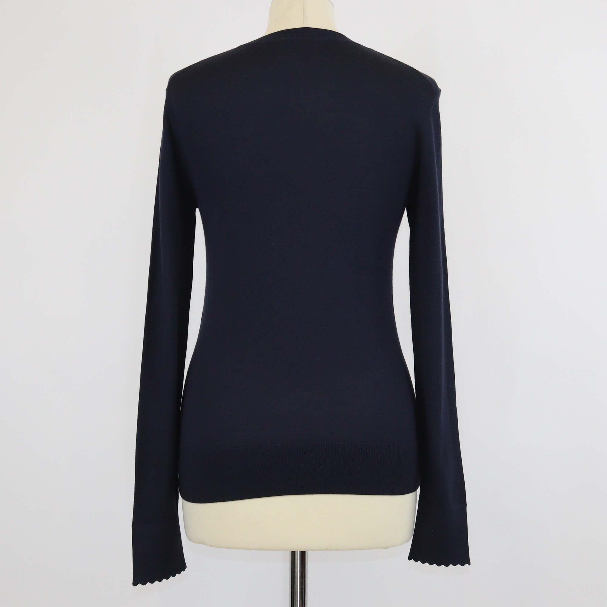 Chloe Navy Blue Wool Knitted Long Sleeve Shirt