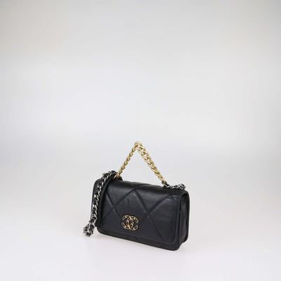 Chanel Black Quilted Leather 19 Wallet on Chain Bag