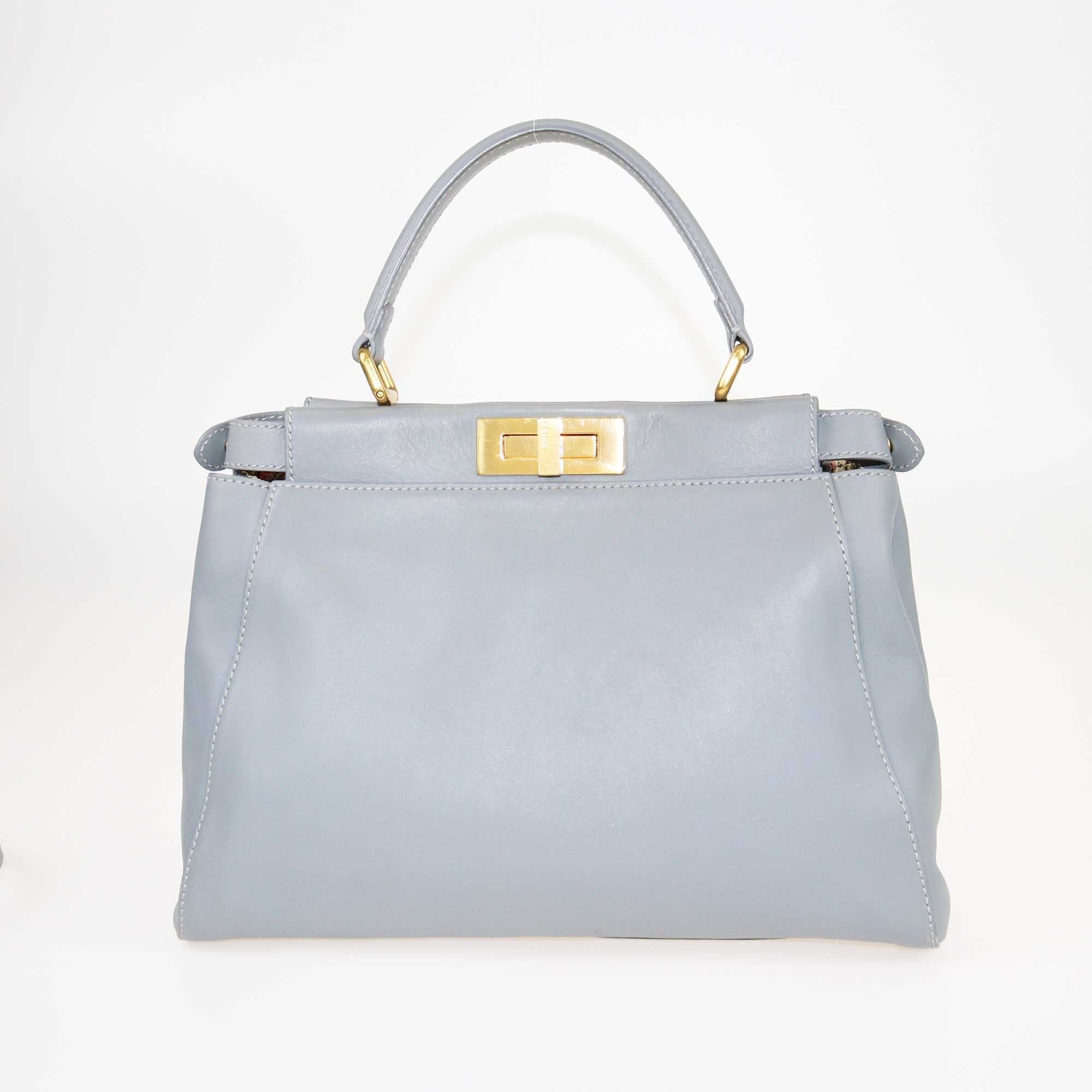 Fendi Grey Regular Peekaboo Top Handle Bag Bags Fendi 