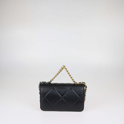 Chanel Black Quilted Leather 19 Wallet on Chain Bag