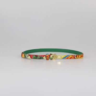 Dolce & Gabbana Multicolor Fabric and Leather Printed Thin Belt