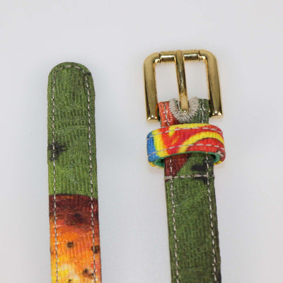 Dolce & Gabbana Multicolor Fabric and Leather Printed Thin Belt