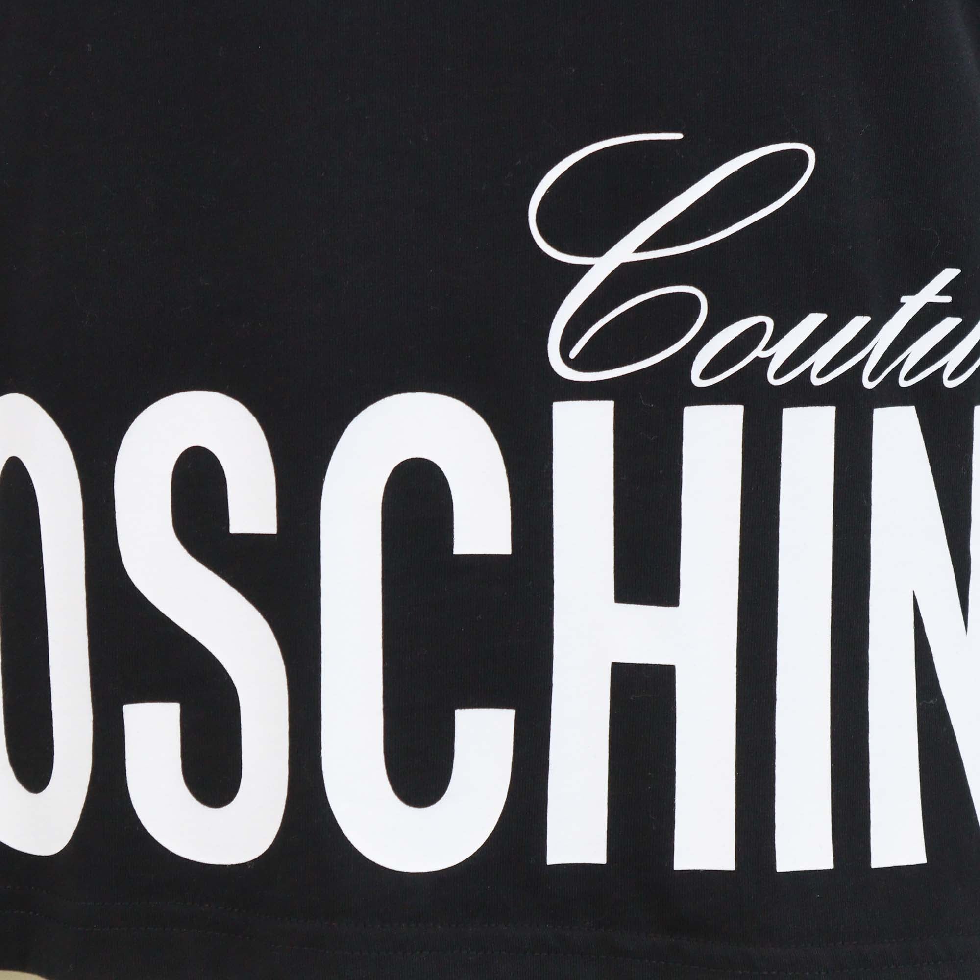 Moschino Couture Black Cotton Logo Print Crew Neck T-Shirt