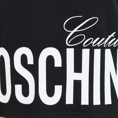 Moschino Couture Black Cotton Logo Print Crew Neck T-Shirt