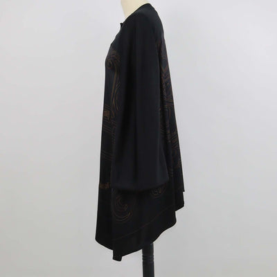 Hermes Black Silk "L'Enseigne du Sellier" Print Tunic Caftan