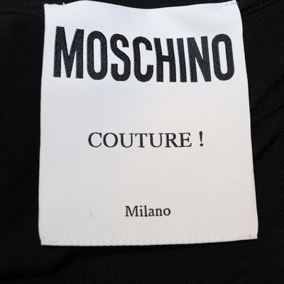 Moschino Couture Black Cotton Logo Print Crew Neck T-Shirt