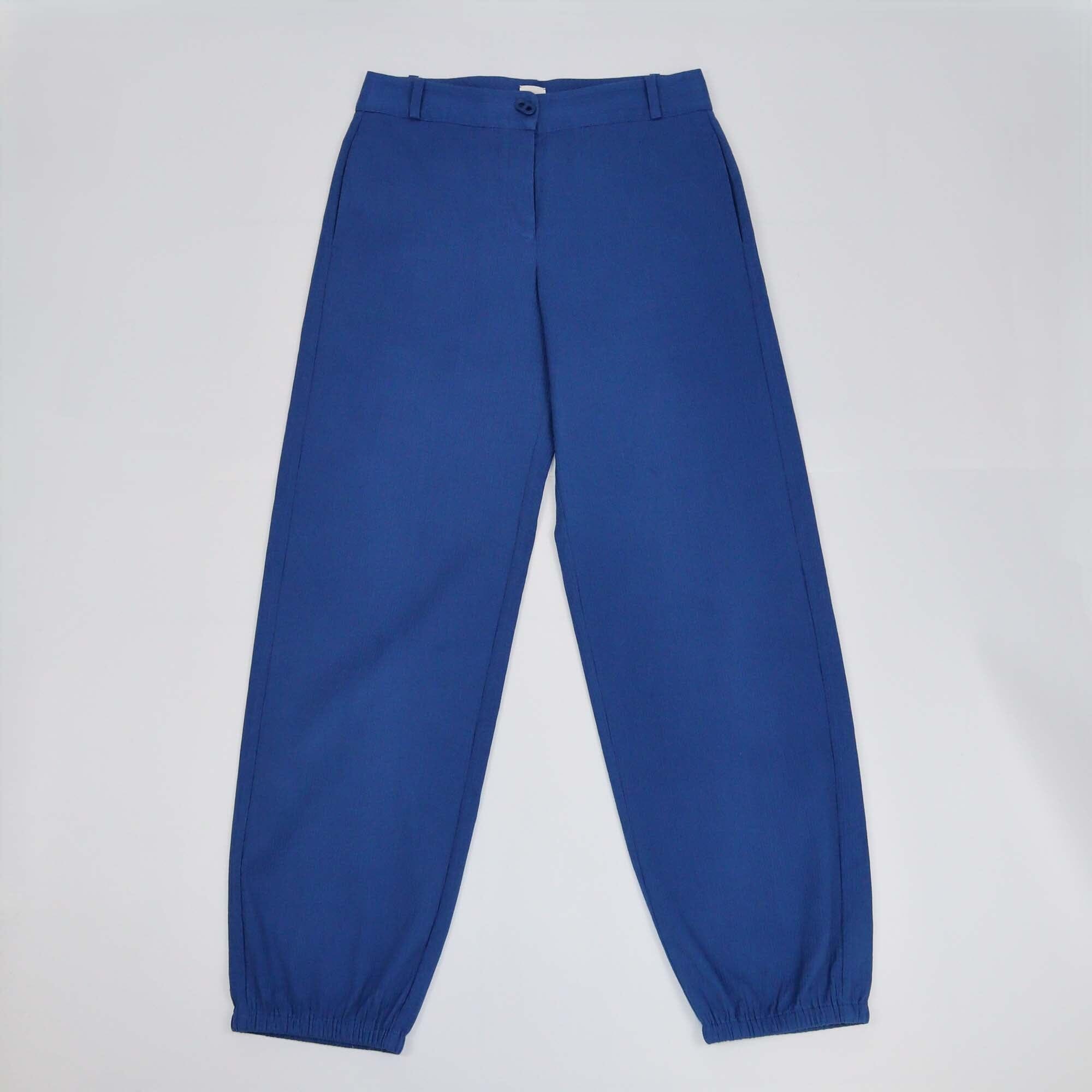 Hermes Blue Pleats Jogger Pants Womens Hermes 