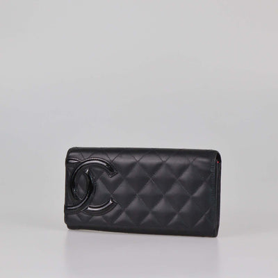 Chanel Black Leather Quilted Cambon Flap Continental Wallet