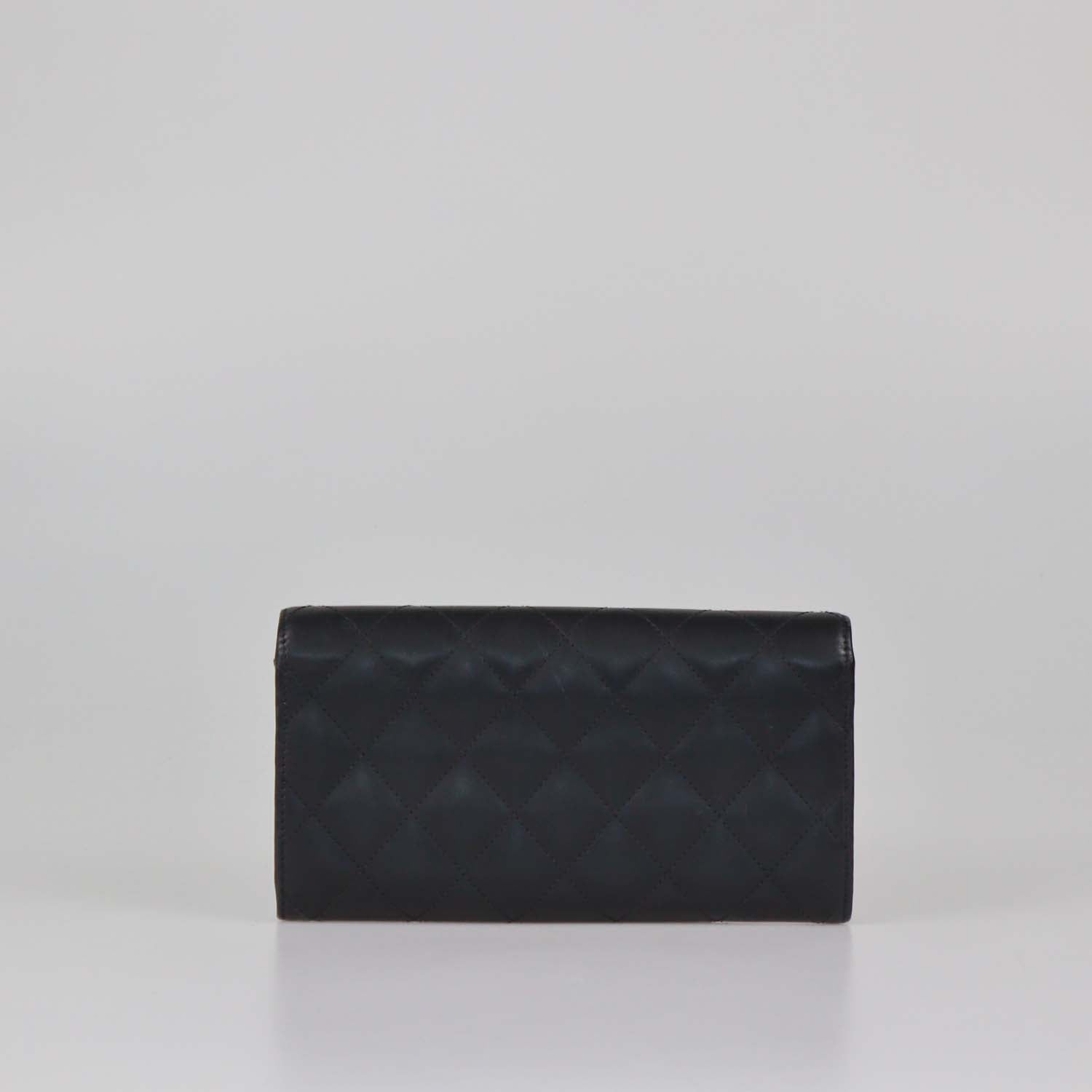 Chanel Black Leather Quilted Cambon Flap Continental Wallet