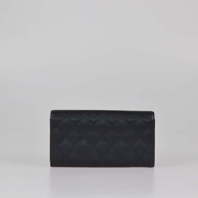 Chanel Black Leather Quilted Cambon Flap Continental Wallet