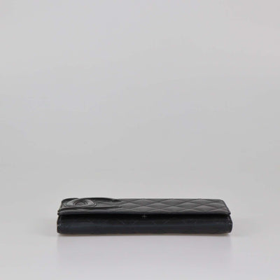 Chanel Black Leather Quilted Cambon Flap Continental Wallet