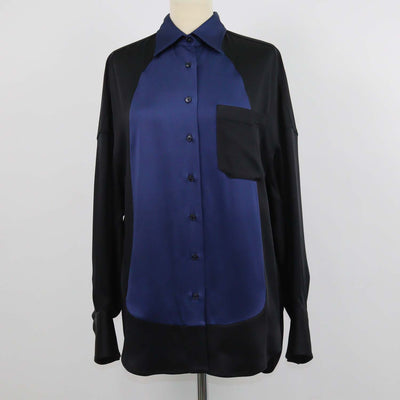 Stella McCartney Black,Blue Blend Acetate Oversized Pocket Longsleeve Shirt