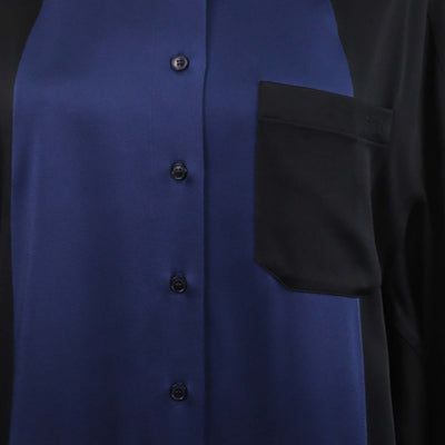 Stella McCartney Black,Blue Blend Acetate Oversized Pocket Longsleeve Shirt