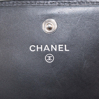 Chanel Black Leather Quilted Cambon Flap Continental Wallet