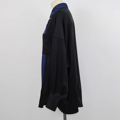 Stella McCartney Black,Blue Blend Acetate Oversized Pocket Longsleeve Shirt