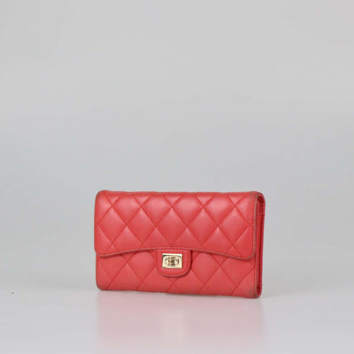 Chanel Red Quilted Leather Reissue Trifold Long Wallet