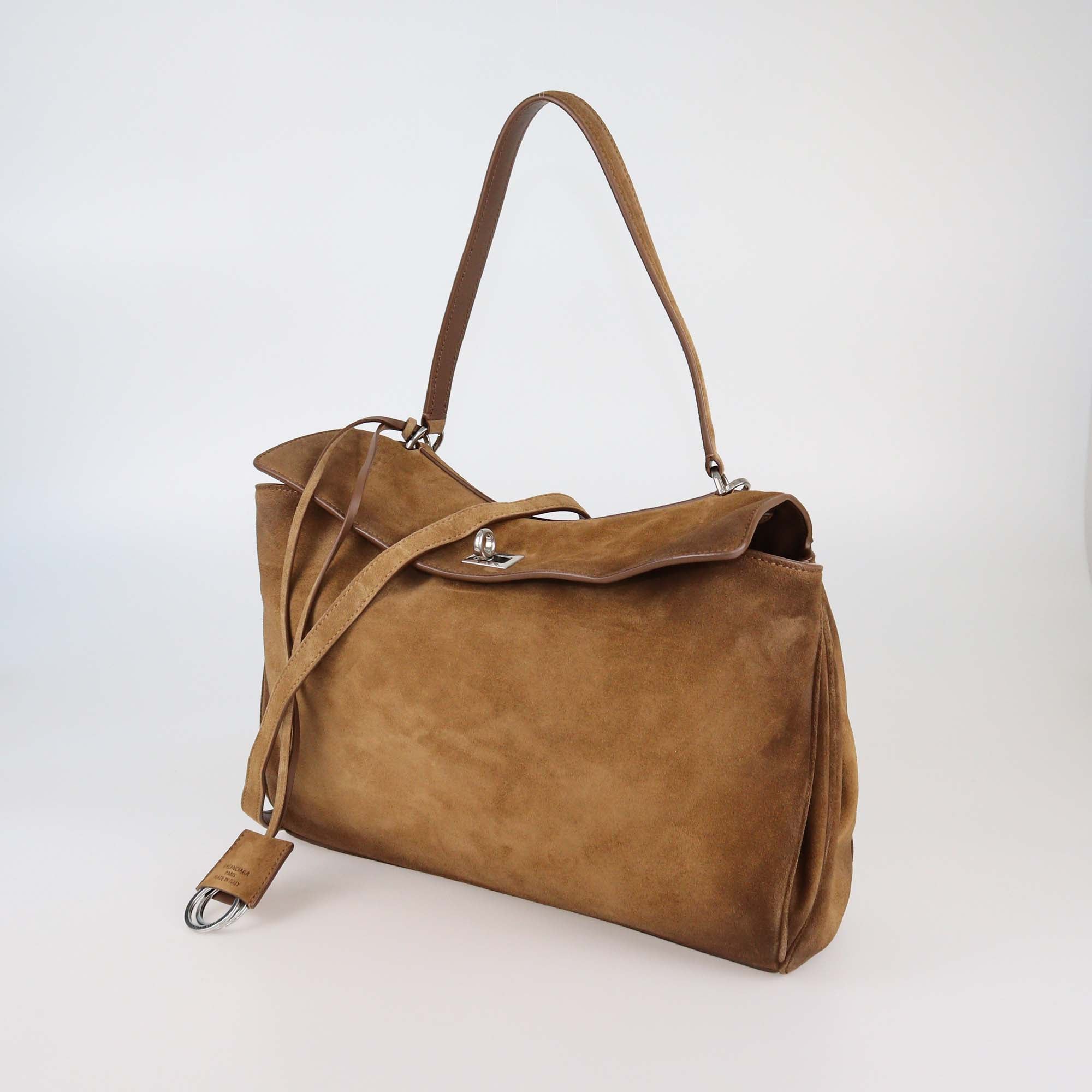 Balenciaga Brown Wax Suede Medium Rodeo Top Handle Bag