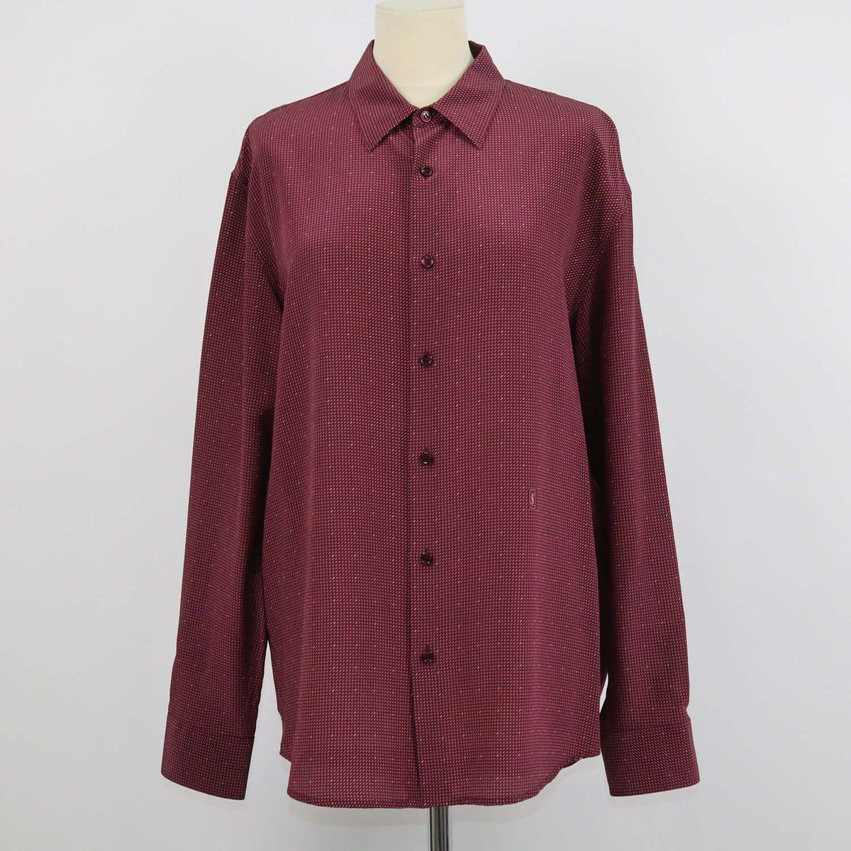 Saint Laurent Burgundy Silk Cassandre Longsleeve Shirt