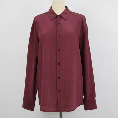 Saint Laurent Burgundy Silk Cassandre Longsleeve Shirt