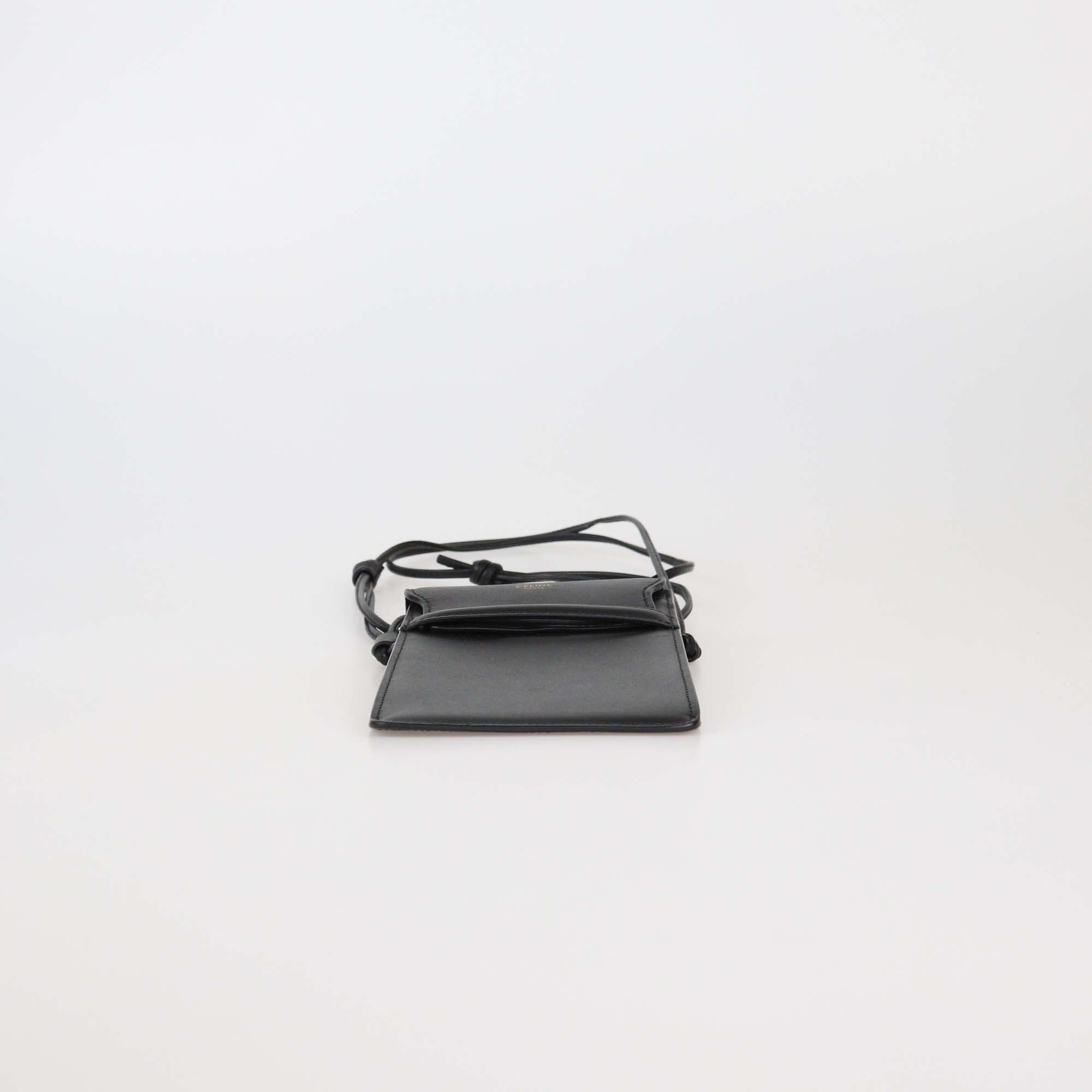 Celine Black Leather Phone Holder w/Strap