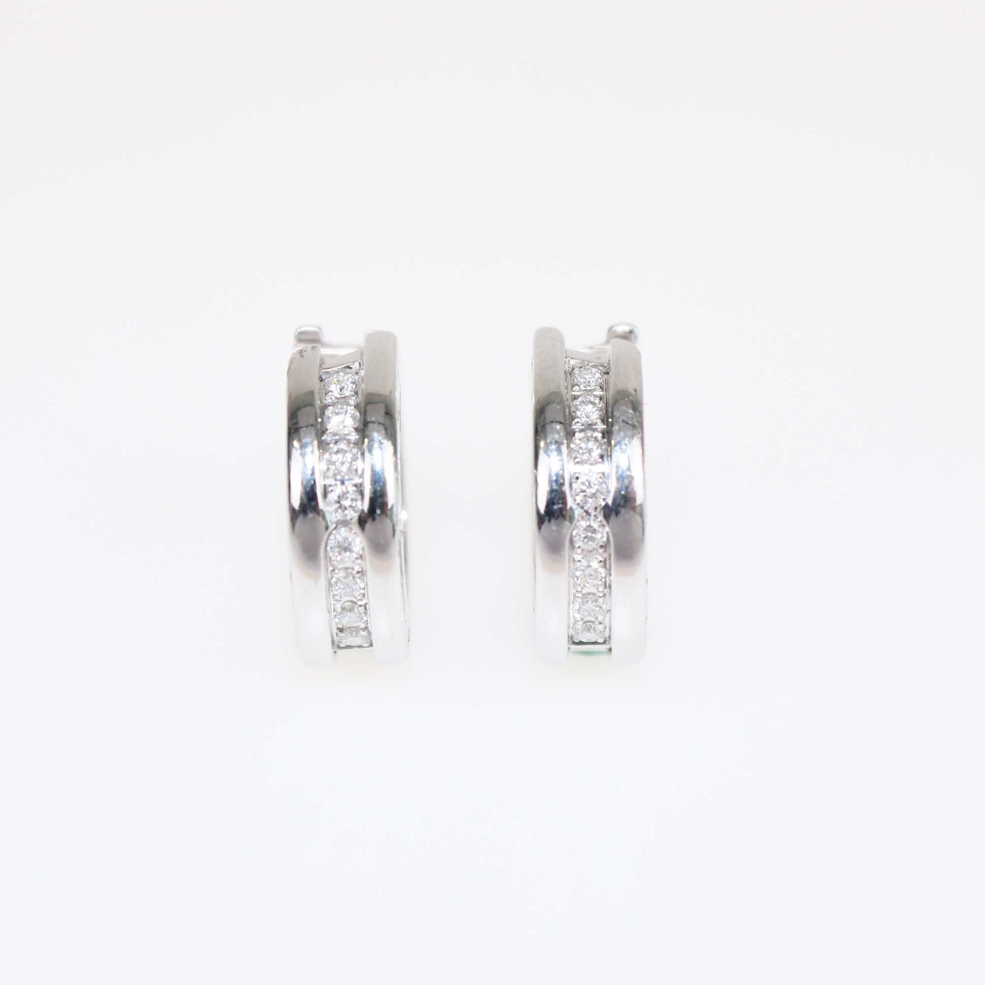 Cartier B.Zero1 18K White Gold Diamond Huggie Hoop Earrings Jewellery Bvlgari 