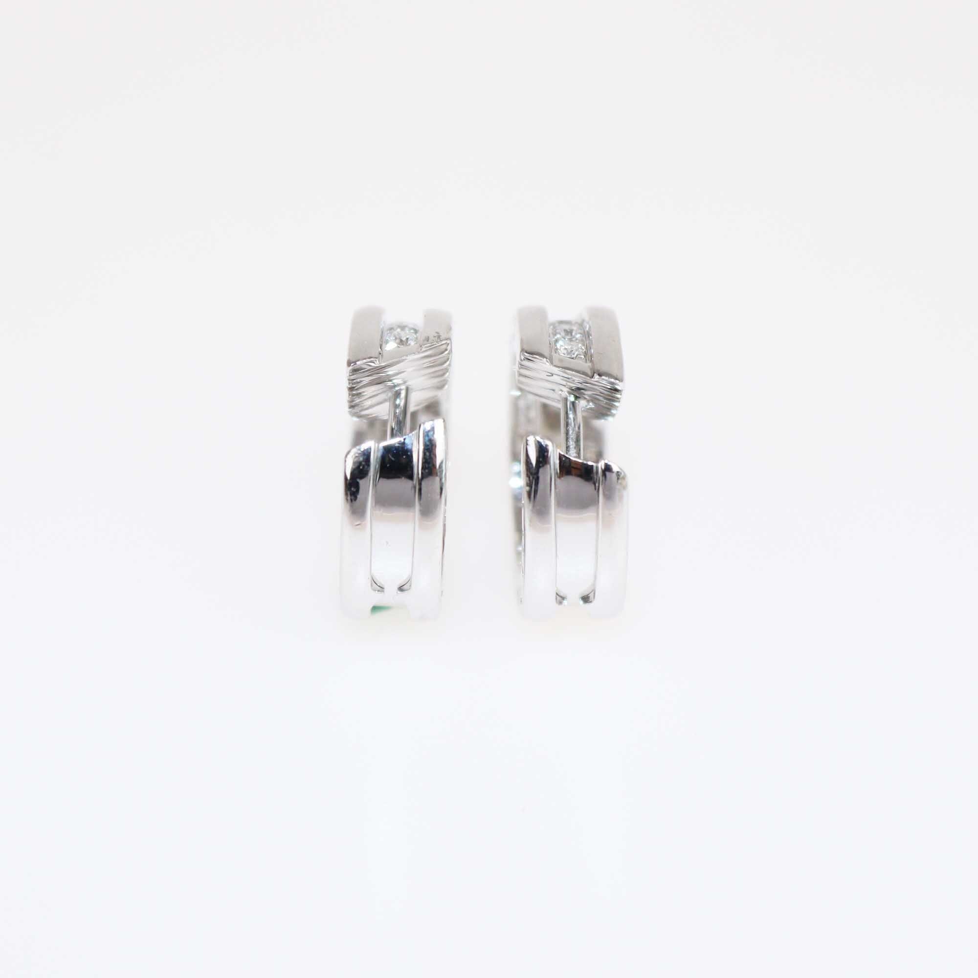 Cartier B.Zero1 18K White Gold Diamond Huggie Hoop Earrings Jewellery Bvlgari 