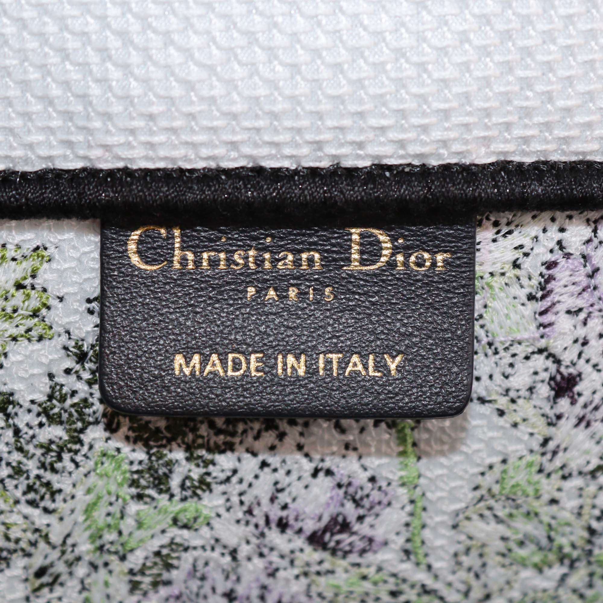 Christian Dior White/Pink Floral Embroidered Medium Book Tote