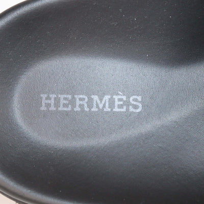 Hermes Black Leather Chypre Slide Sandals