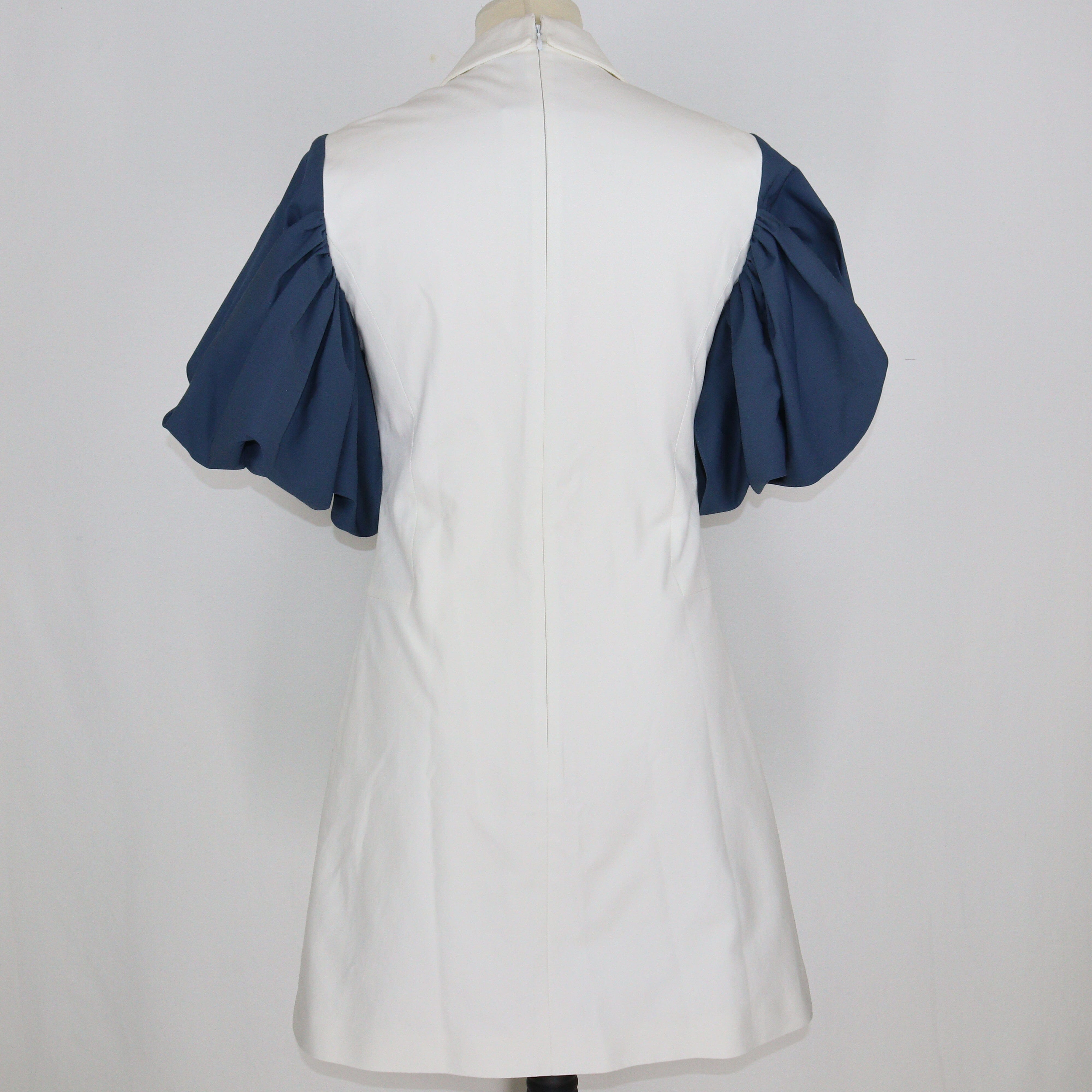 White/Blue Puff Sleeve Mini Dress Clothings Dior 