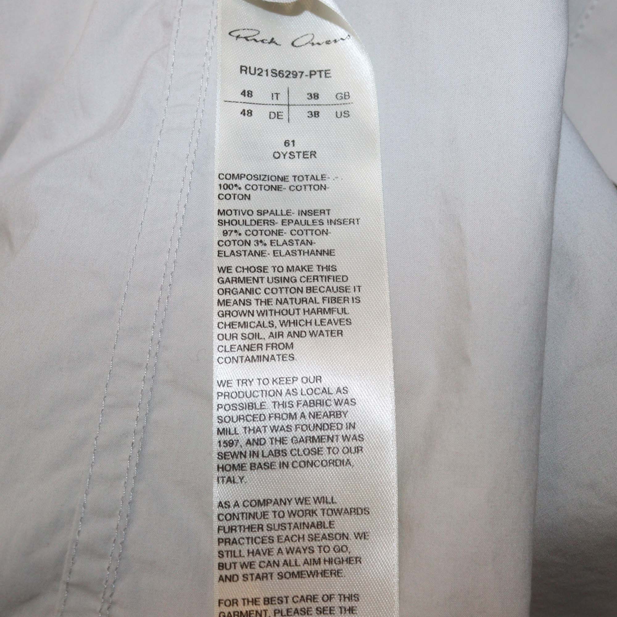 Rick Owens Light Beige Cotton Larry Long Sleeve Shirt