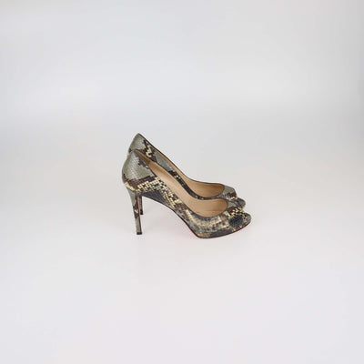 Christian Louboutin Multicolor Python Leather Very Prive Peep Toe Pumps