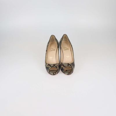 Christian Louboutin Multicolor Python Leather Very Prive Peep Toe Pumps