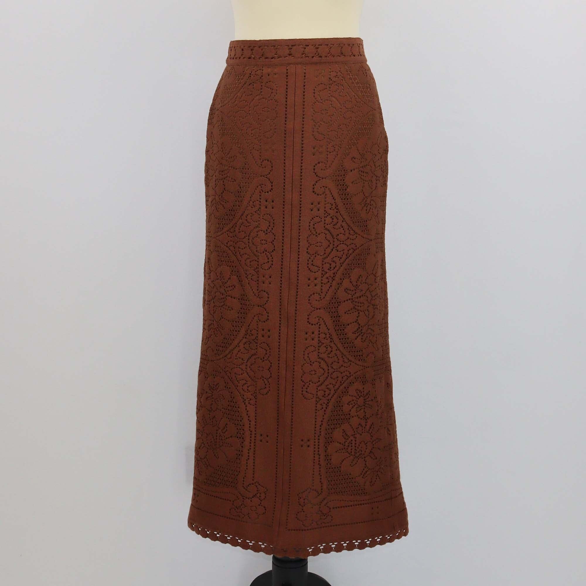 Valentino Brown Lace Maxi Skirt Womens Valentino 