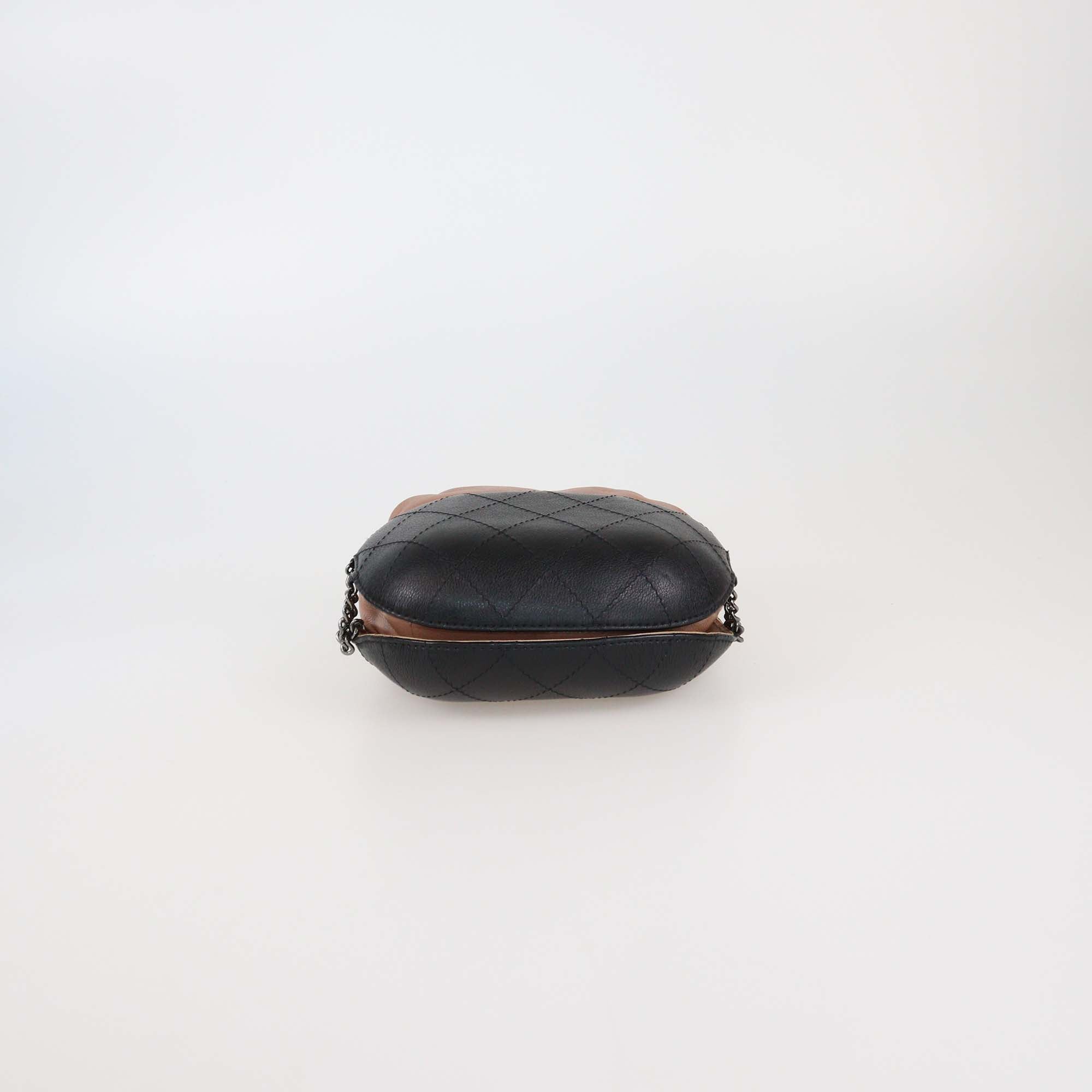 Chanel Beige/Black Leather Small Gabrielle Bucket Bag