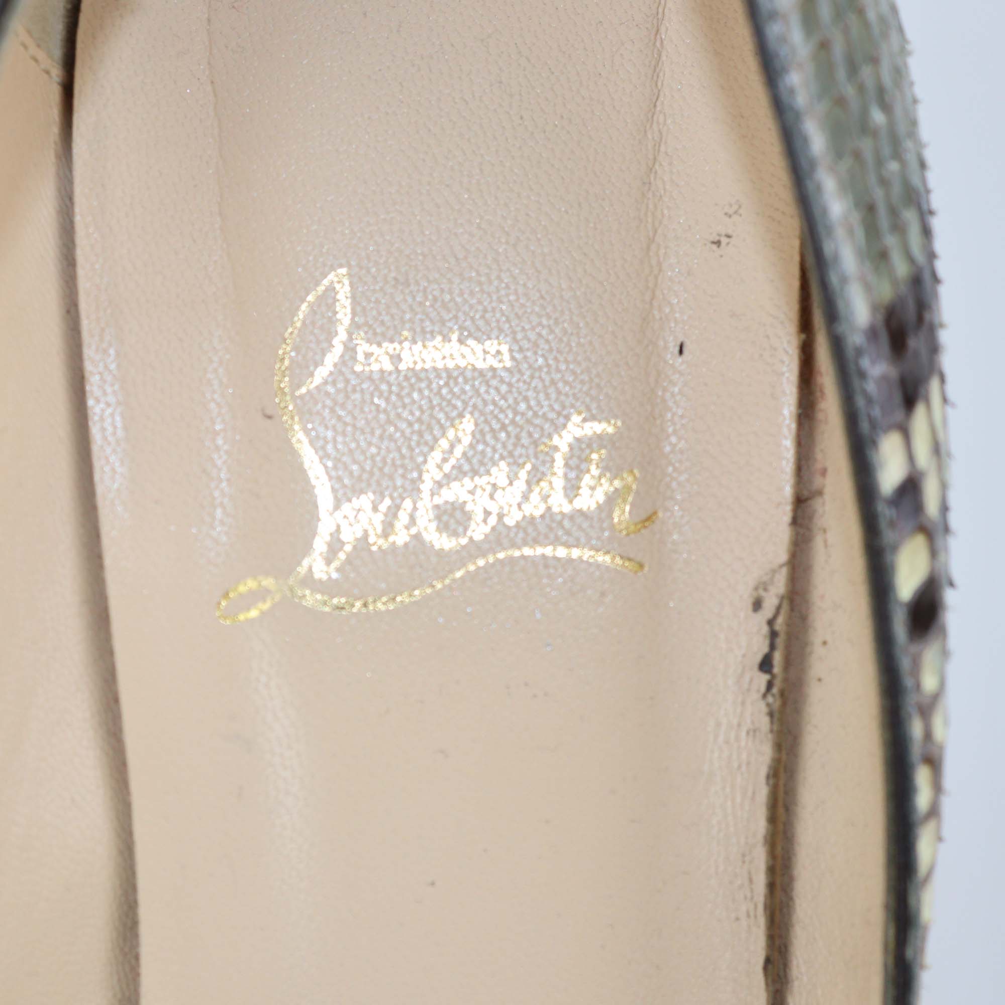 Christian Louboutin Multicolor Python Leather Very Prive Peep Toe Pumps