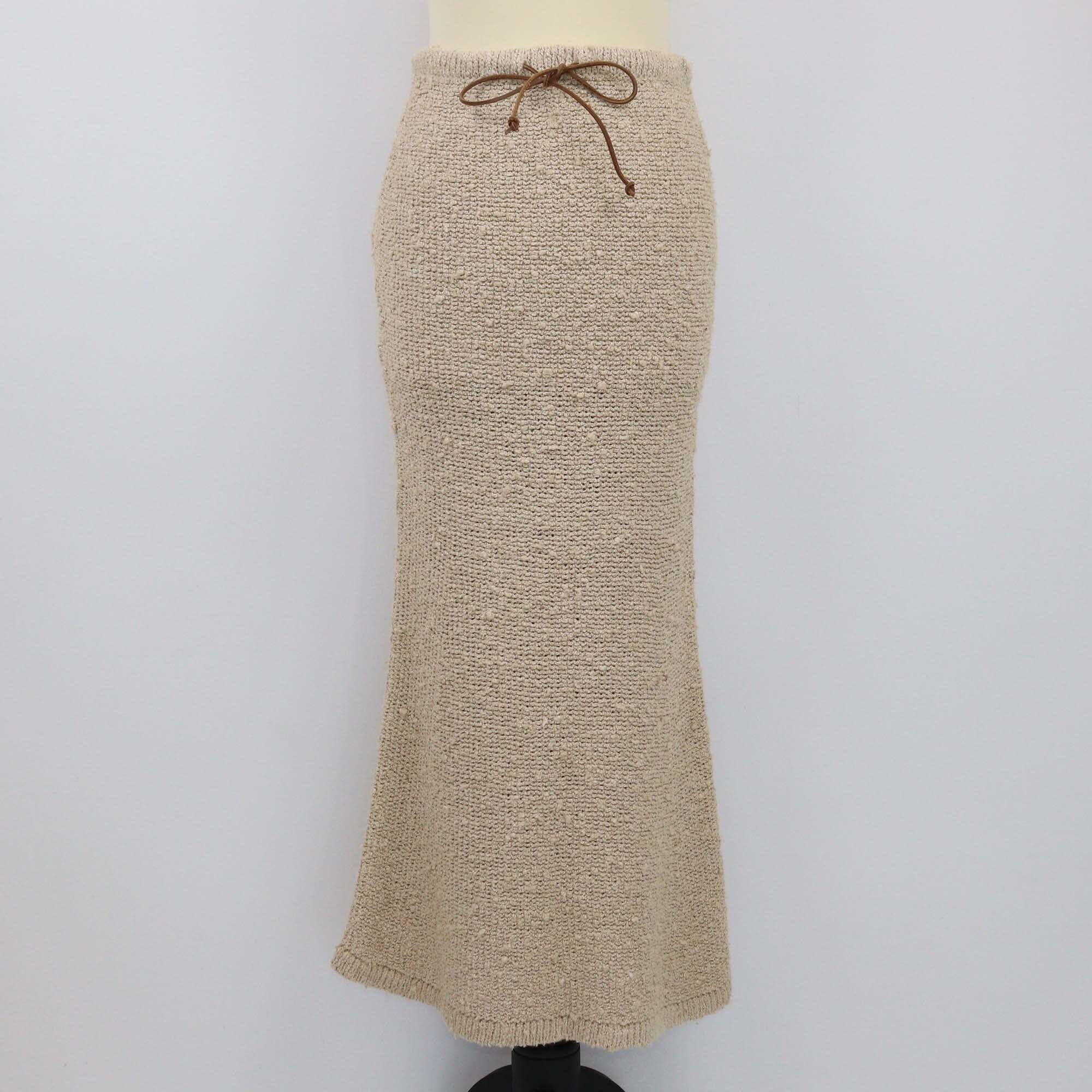 Prada Beige Drawstring High Rise Midi Skirt Womens Prada 