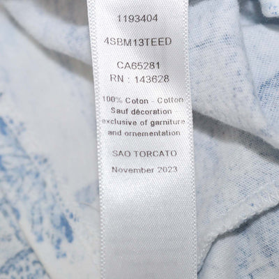 Christian Dior Kids Blue,White Cotton Land Marks Print T-Shirt