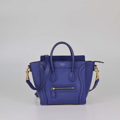 Celine Blue Leather Nano Luggage Tote