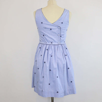 Polo Ralph Lauren Kids Blue Flower Embroidered Sleeveless Oxford Dress