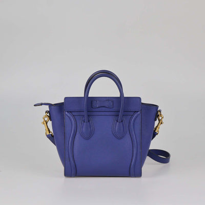 Celine Blue Leather Nano Luggage Tote