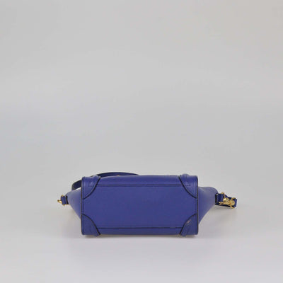 Celine Blue Leather Nano Luggage Tote
