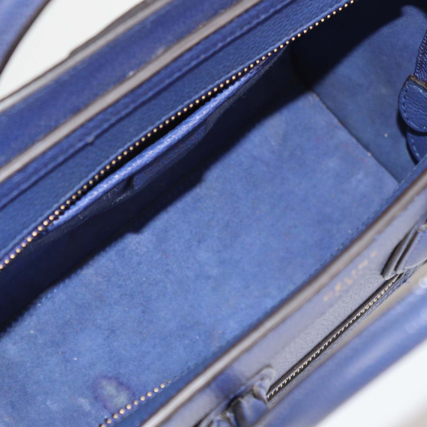Celine Blue Leather Nano Luggage Tote