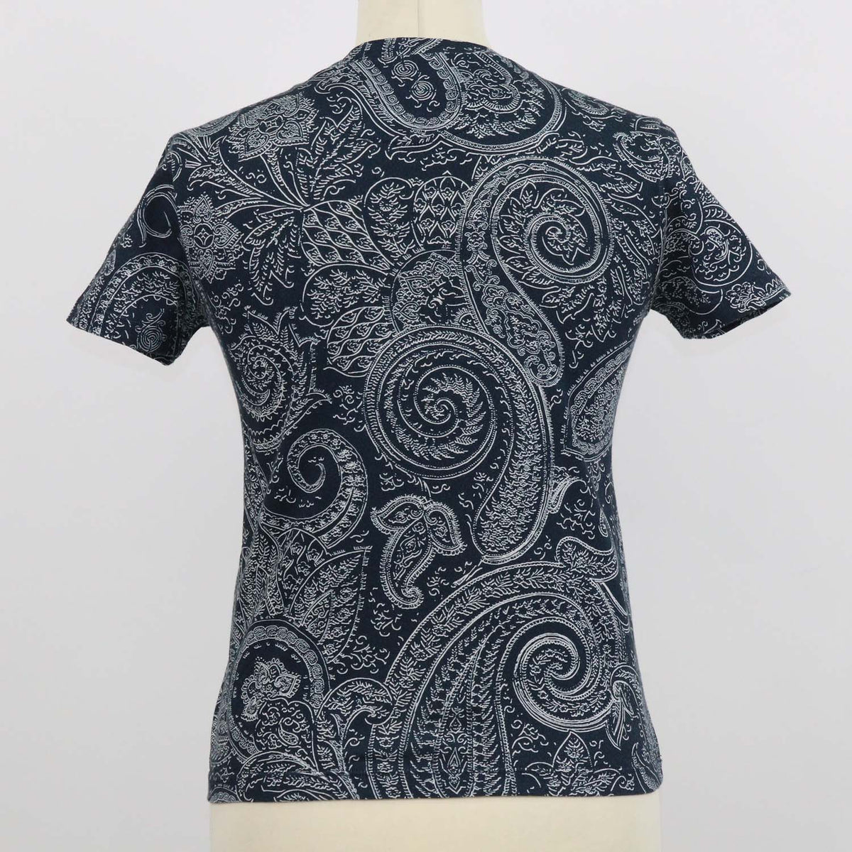 Etro Navy Blue,White Cotton Bandana Print T-Shirt