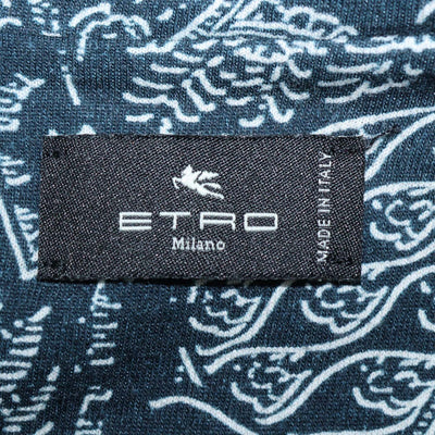Etro Navy Blue,White Cotton Bandana Print T-Shirt