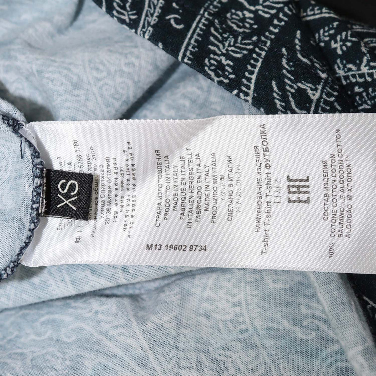 Etro Navy Blue,White Cotton Bandana Print T-Shirt