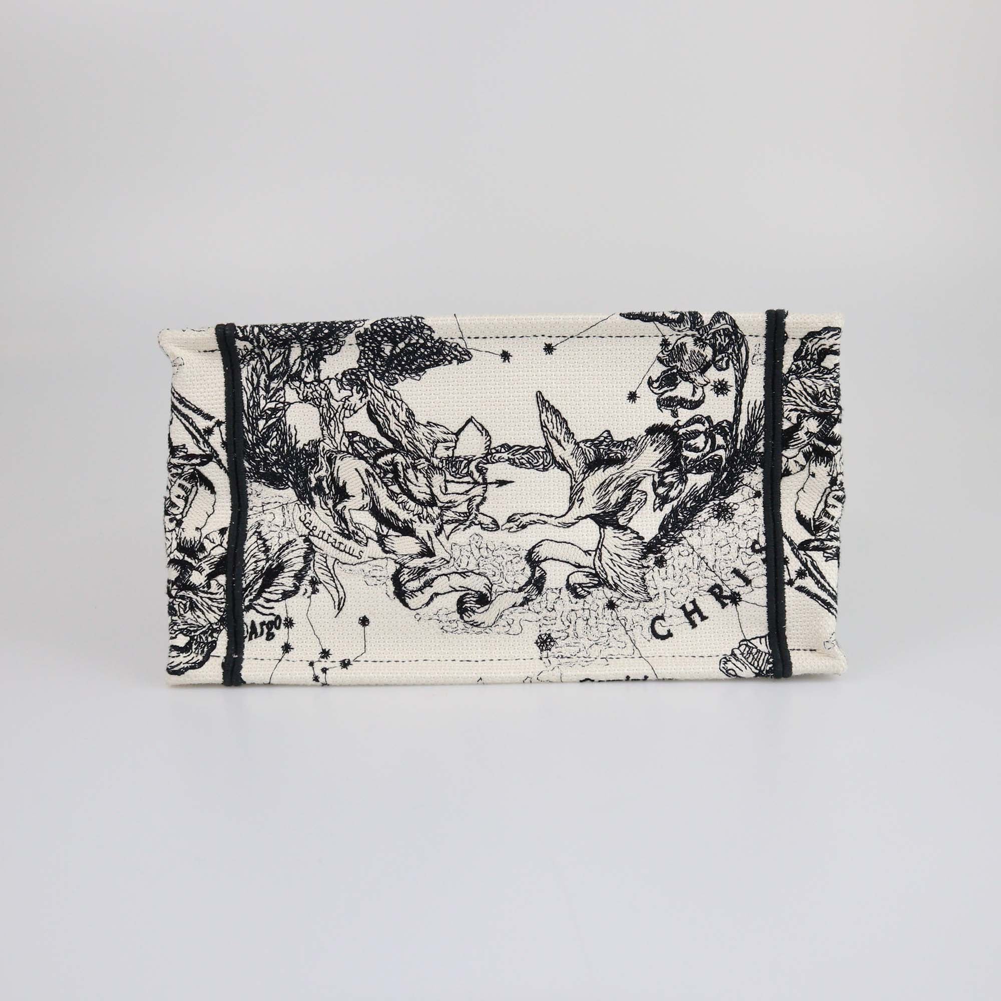 Christian Dior Latte/Black Zodiac Embroidery Small Book Tote