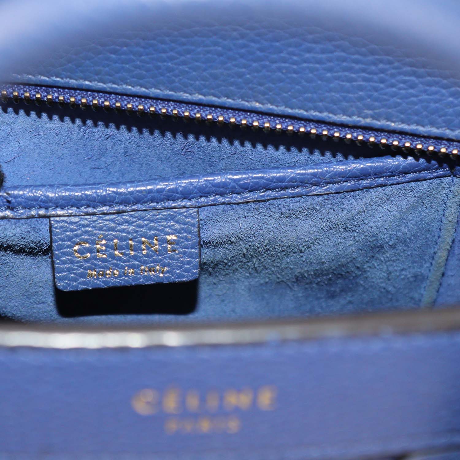 Celine Blue Leather Nano Luggage Tote